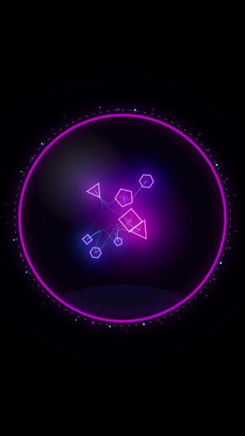 Neon Abstract Digital Glow Pattern Circle Background for Technology Loop 動画素材 346003455