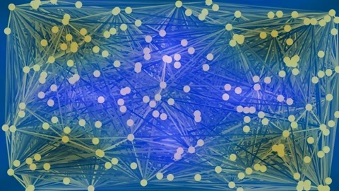 Neon abstract digital network connecting nodes, symbolizing big data techno.. Stock Footage 336769736