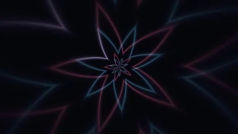 Neon Abstract Flower Pattern on Black Stock Footage 340587679