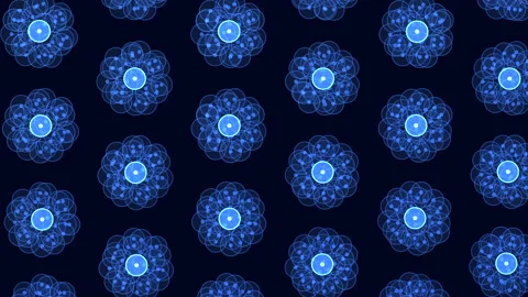 Neon abstract futuristic flowers pattern Stock Footage 202048369