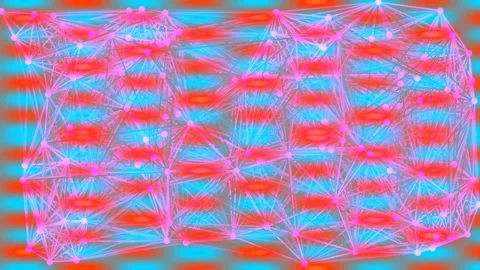 Neon abstract futuristic tech background with glowing connected nodes and f.. Stock Footage 336777137