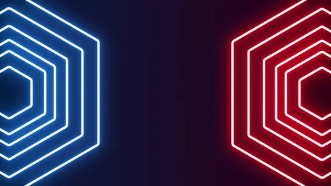 Neon abstract hexagon. Video stock 181126798