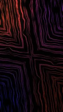 Neon abstract lines creating a glowing symmetrical pattern on black Stock Illustration