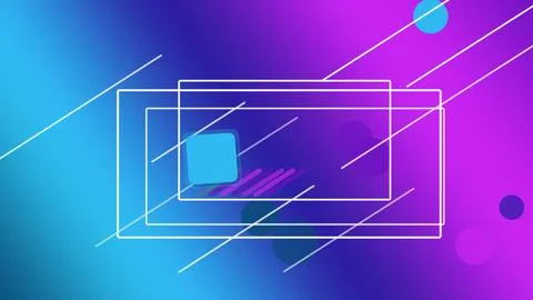 Neon abstract network frames with light trails in a purple and blue gradien.. Illustrazione stock