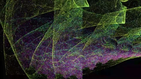 Neon Abstract Particle Waves with Pink Green and Purple Light Stock Footage 345970339