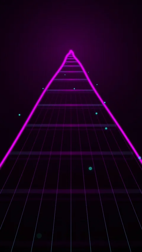 Neon Abstract Perspective Grid Tunnel Hypnotic Background Overlay Stock Footage 345495011
