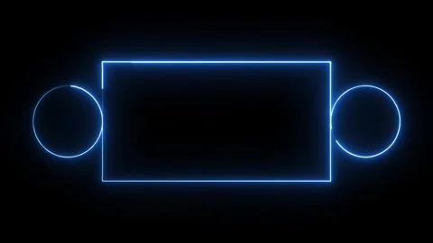 Neon abstract rectangle and circle shape line animation. Neon line with blu.. Stock Footage 337659069