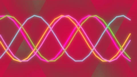 Neon abstract sine wave background loop for futuristic tech visualization Stock Footage 336777066