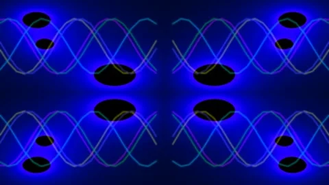 Neon abstract sine wave pattern with pulsing digital nodes background loop Stock Footage 336266826