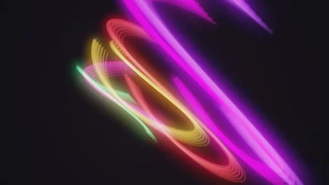 Neon abstract swirling light trails motion graphics background loop. Stock Footage 341096350
