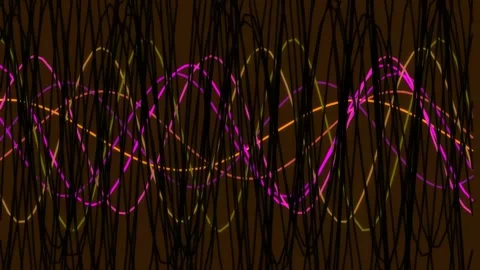 Neon abstract technology background, flowing digital data connection waves Stock Footage 342115004