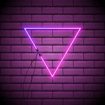 Neon abstract triangle. Glowing frame. Vintage electric symbol. Burning a poi Stock Illustration