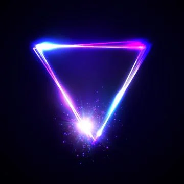 Neon abstract triangle with light star particle. Stock Illustration