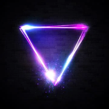 Neon abstract triangle star explosion particles. Stock Illustration