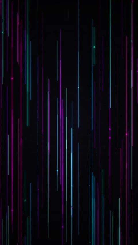 Neon abstract vertical light lines of energy on dark background for tech di.. Stock Footage 345493399