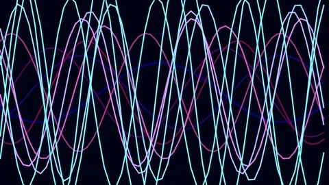 Neon Abstract Wave Background - Glowing Digital Flow and Technology Pattern Stock Footage 341058537
