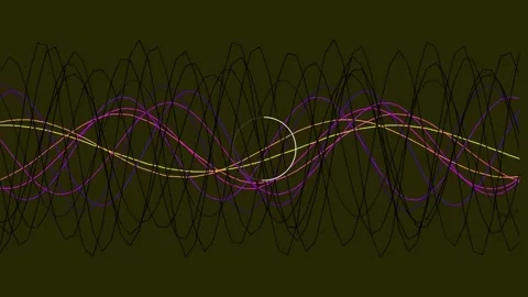 Neon abstract waveform equalizer lines flowing data stream energy background Stock Footage 342094307