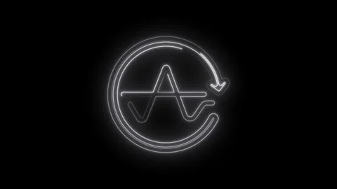 Neon abstract waveform symbol with circular arrow animation on icon black Stock Footage 333963699