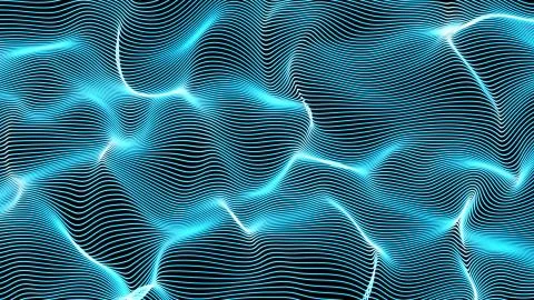 Neon abstract waves on black background - shape made of lines Stock Illustration