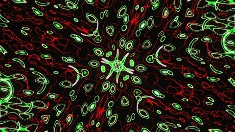 Neon abstraction patterns of rays and lines. Colored multi-layered ornaments for Stock Footage 247001031