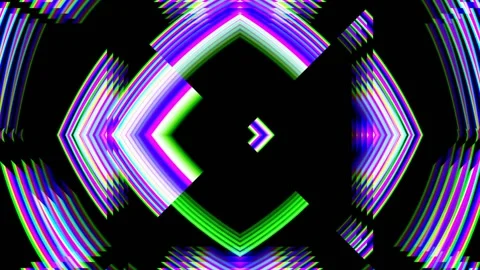 Neon abstraction patterns of rays and lines. Colored multi-layered ornaments for Stock Footage 247001221