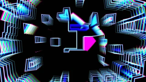 Neon abstraction patterns of rays and lines. Colored multi-layered ornaments for Stock Footage 247001226