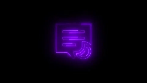 Neon action center notification mirrored icon glowing black background anim.. Video stock 289437784