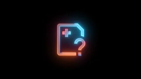 Neon add esim question mark icon brown cyan color glowing animation Stock Footage 270209830