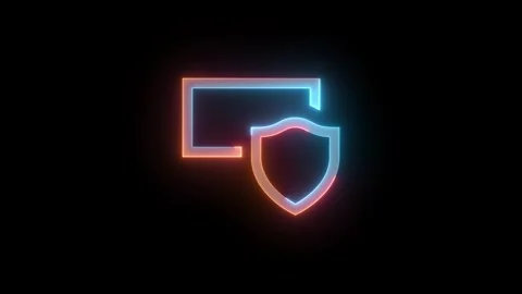 Neon admin icon brown cyan color glowing animation black background Stock Footage 266823208