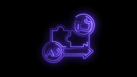 Neon advertisement campaign optimization puzzle connecting to social media .. Stock Footage 312311380