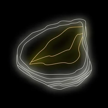 Neon agate slice glowing on black background Illustrazione stock