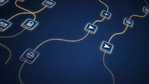 Neon Agent Network Visualization AI Agent Node Futuristic Digital Grid Tech Stock-Footage 341707098