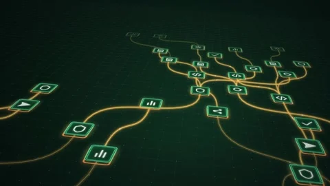 Neon Agent Network Visualization AI Agent Node Connections Futuristic Stock Footage 341707273