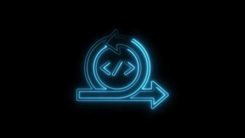 Neon agile development process icon on black background represents iterativ.. Video stock 312316135