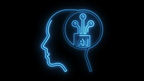 Neon ai brain concept design artificial intelligence innovation technology .. Stock Footage 308192422