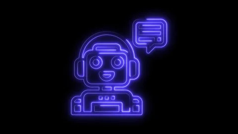 Neon ai chatbot animated icon loop artificial intelligence customer support Stock Footage 322973594
