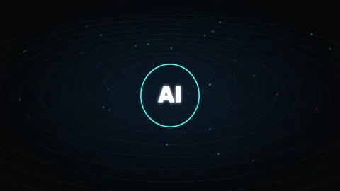Neon AI Vortex with Orbiting Particles and Glowing Center Stock Footage 341342802
