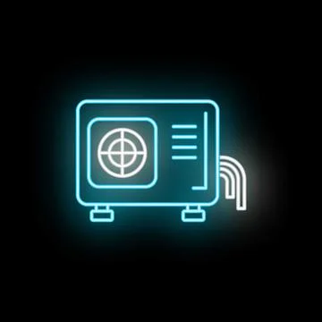 Neon air conditioner cooling system with blue glowing lines Stock Illustration