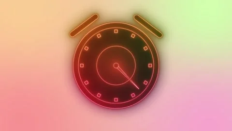 Neon Alarm Clock Countdown Timer with Modern Animation Stock Footage 308046034