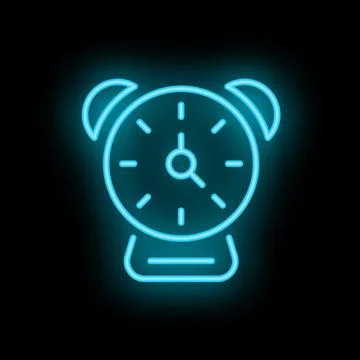 Neon alarm clock shining in the dark showing time Stock Illustration