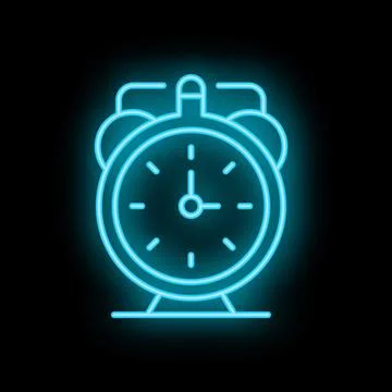 Neon alarm clock showing time on black background イラスト素材