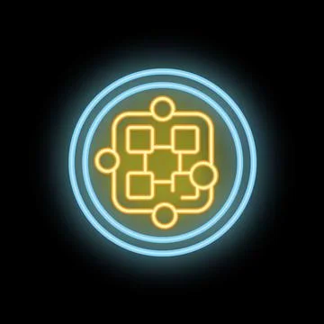 Neon algorithm icon representing machine learning processes イラスト素材