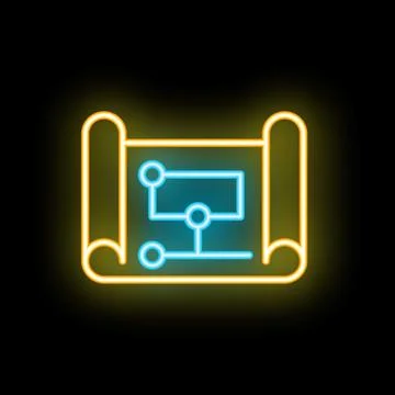 Neon algorithm project plan on dark background Stock Illustration