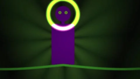Neon Alien Head with Glowing Eyes and Purple Body. Stock Footage 337515615