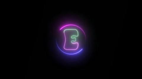 Neon alphabet letter E animation on black background. Stock Footage 300352812