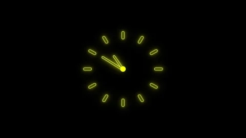 Neon analog clock animation showing rapidly spinning hands against black ba.. Stock Footage 345549905