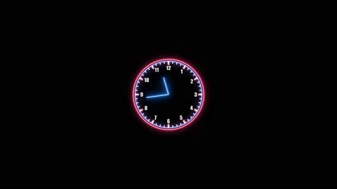Neon analog clock, timer object. vd 499 Stock Footage 227730626