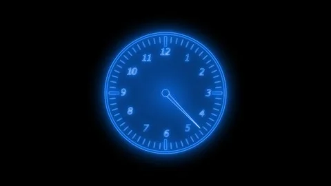 Neon Analog Countdown Clock with Modern Design Animation Stock Footage 308045254