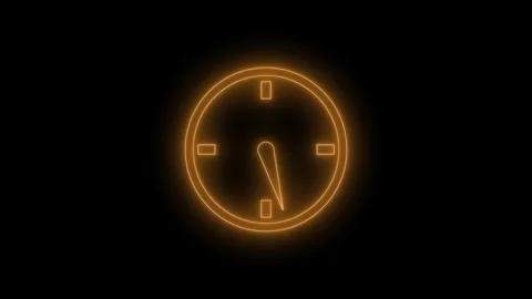 Neon Analog Time Passing Animation with Rotating Clock Hands Stock Footage 337017436