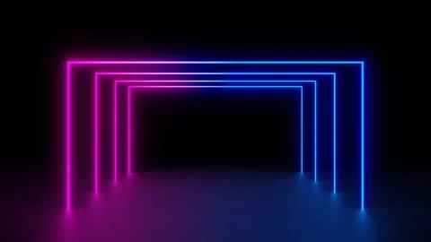 Neon and Blue lights seamless 3D animation Template. Appearing and Disappearing Stock Footage 145180967